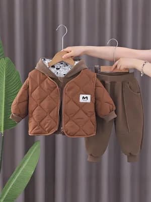 3 Piece Set Warm Hooded Jacket, Vest and Pant