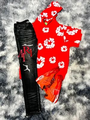 Amiri slimfit jeans, Denim, Jordan 4 Bike
