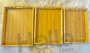 3-Piece Bamboo Serving Tray Set