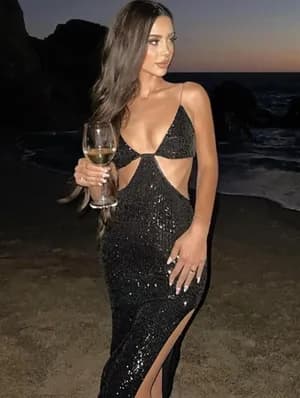 Free Size Black Sequin Dress