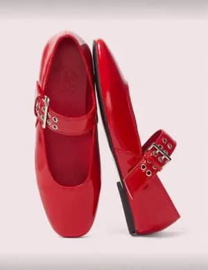 Plain ballerina flat with buckle belt