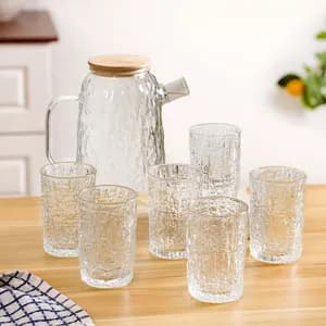 Nestasia Textured Glass Carafe with Tumblers