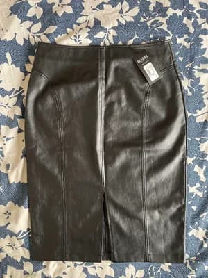 Izabel London Black Faux Leather Pencil Skirt