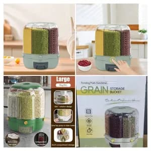 Rotating 6-Compartment Grain Storage Bucket