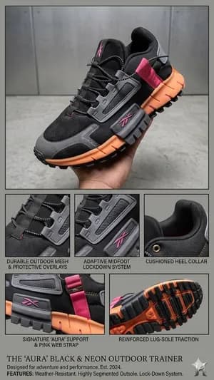 Reebok Aura Black Neon Trainer