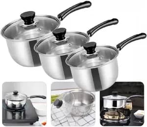 Shengde 3-Piece Arc Shape Saucepan Set