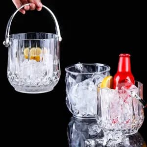 Glass Ice Bucket with Stainless steel Handle