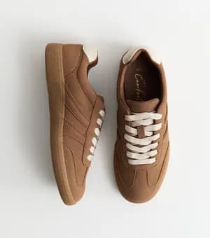 New Look Faux Suede Contrast Stripe Trainers