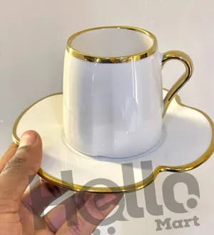 White Gold Rim Milk Tea Cups