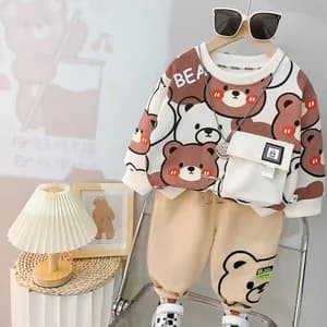 MK-0551 Unisex Bear Printed Sweatshirt Pant