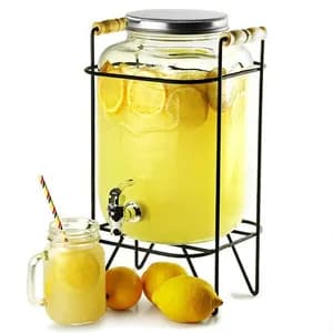 8L Glass dispenser jar with rack