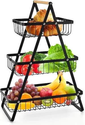3-tier wooden fruit rack
