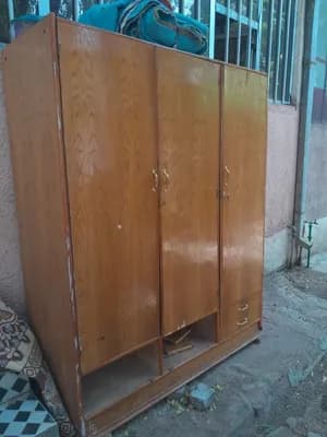 Three-Compartment Wardrobe with Shoe Rack