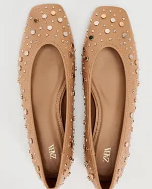 Zara brown studded ballet flat