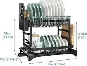2 tier stainless still dish drainer rack