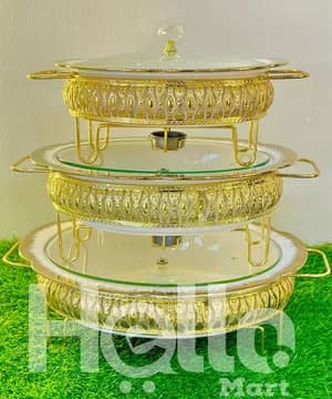 3-Piece Food Serving Dish with Warmer
