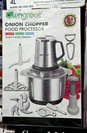 4L Stainless Steel Food Processor & Onion Chopper