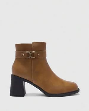 Low heel belt decor ankle boots