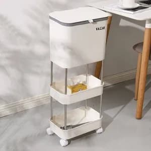 3-Layer Kitchen Storage Rack Trash Can