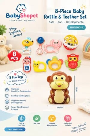 8-Piece Baby Rattle Teether Set