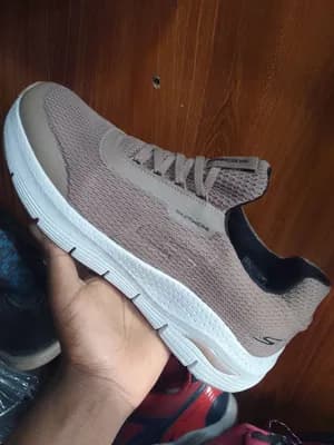 Beige Knit Running Sneakers