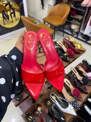 Red Patent Leather Heeled Sandals Size 39