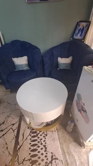 Two Blue Single Sofa Chairs