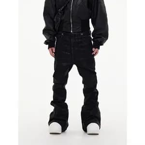 Waxed Flare Denim Pants