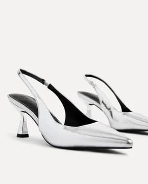 LINZI Presley silver chrome court heels