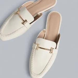 Max metal accent slip on mules