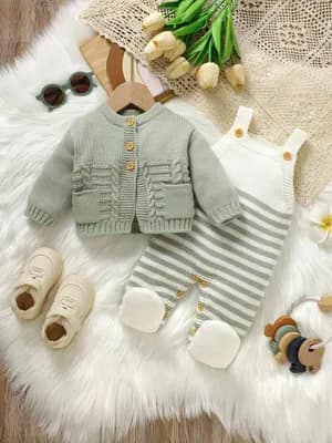 2 Piece Set Casual Vintage Sweater for Babies