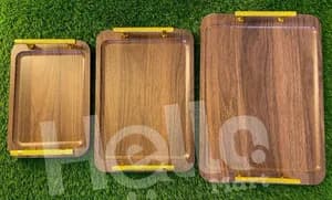 Three-Piece Wooden Serving Tray Set