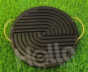 Black Round Decor Service Tray