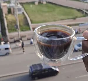 Double wall glass cup
