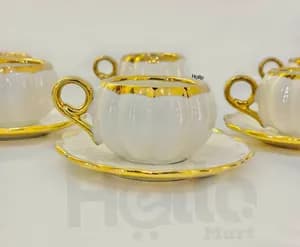 Gold Rim Coffee Cup Set 6-Piece