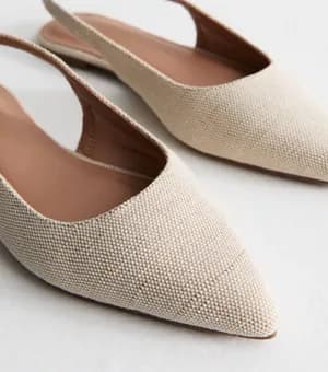 New Look linen look sling back flats