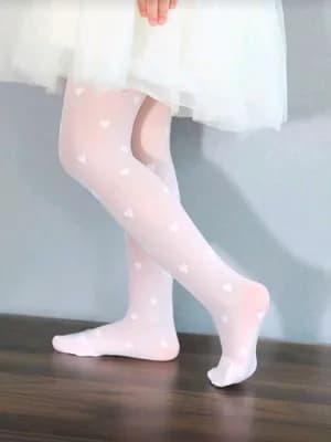 Girls heart pattern thin pantyhose