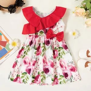 Toddler Girl Floral Ruffled Sleeveless Dress