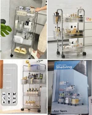4-Tier Multifunctional Rolling Shelving Unit