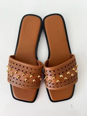 Studded slip on flat sandals