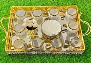 Gold Coffee Service Tray Set