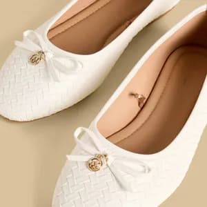 MAX textured slip on ballerina 38 white