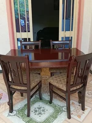 Wooden Dining Table with Four Chairs