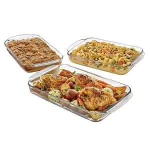 Rectangular Glass Bakeware Set 3-Piece