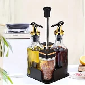 4-Piece Condiment Set with Holder