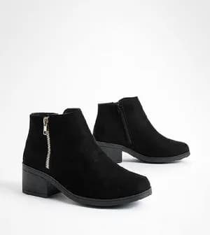 Boohoo zip side block heel Chelsea boots