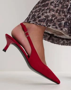 Peacock slingback kitten heel