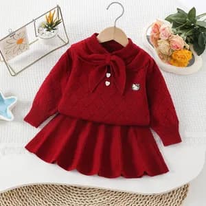 Toddler girls two piece sweater skirt set