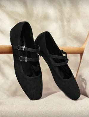 Double buckle ballerina flat