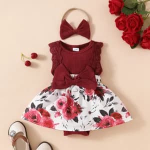 Babygirl Two Piece set Floral Dress and Headband set